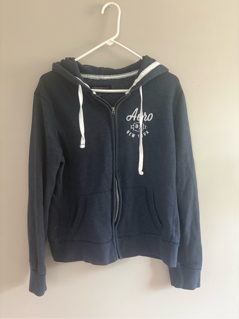 Aero New York Navy Zip-Up Hoodie